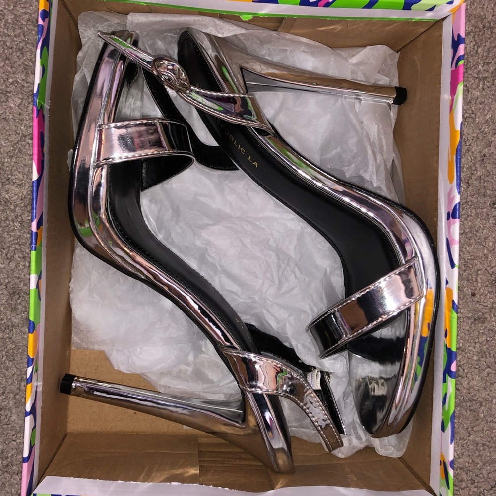 Silver strap heels